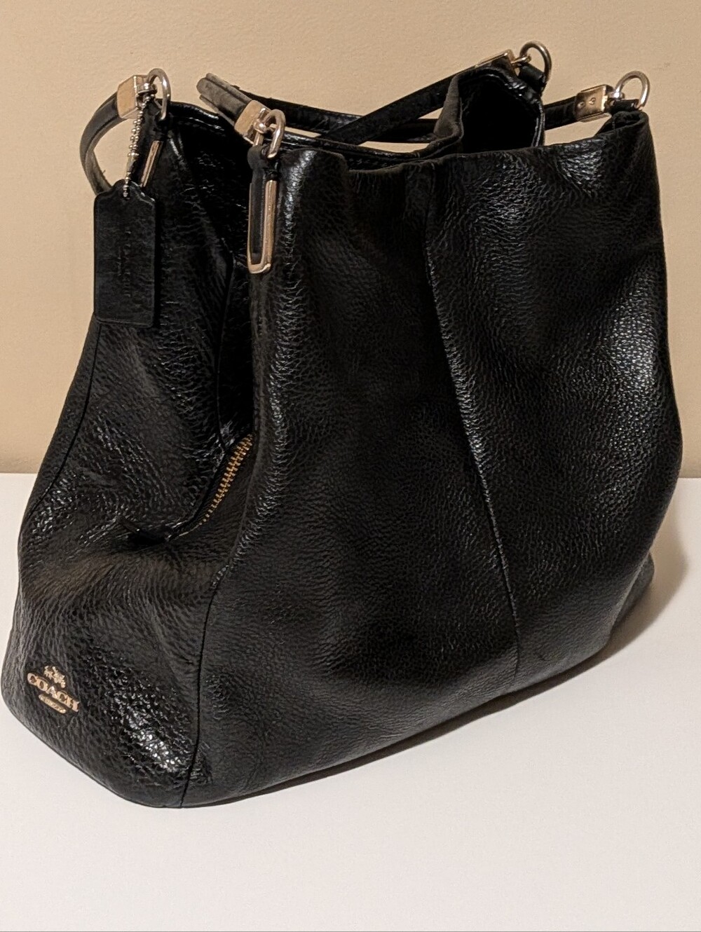 Coach Phoebe Soft Black Pebbled Leather Shoulder Bag